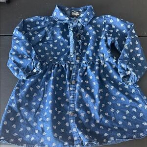 Blue Denim Floral Button Down Dress